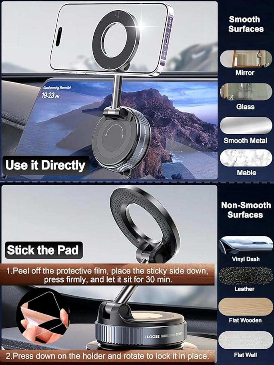 360° Vaccum Magnetic Phones Holder